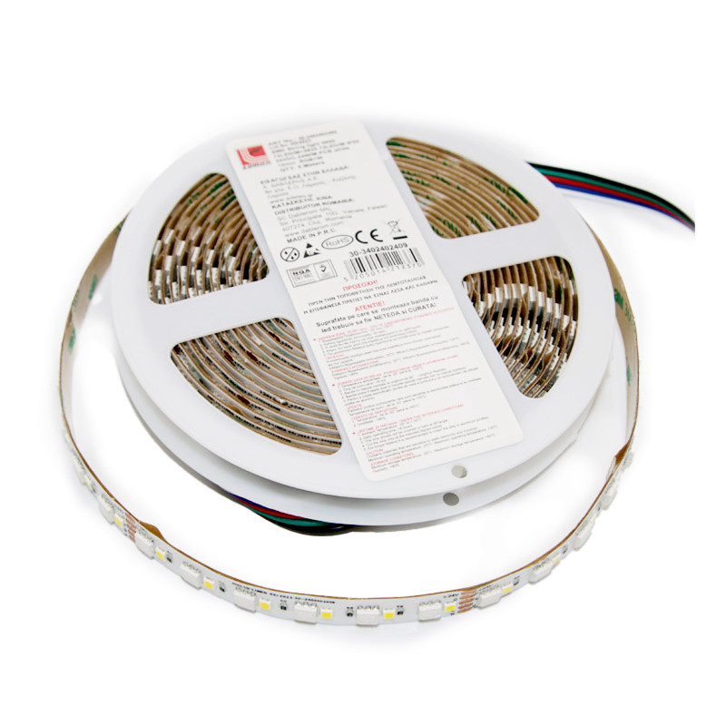 ΤΑΙΝΙΑ LED 5m 24VDC 24W/m 5050 144LED/m RGB+ΛΕΥΚΟ IP54