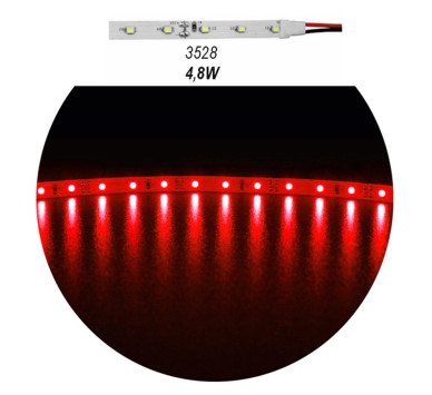 ΤΑΙΝΙΑ LED 5m 12VDC 4.8W/m 3528 60LED/m ΚΟΚΚΙΝΟ IP20