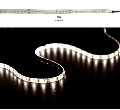 ΤΑΙΝΙΑ LED 5m 12VDC 4.8W/m 3528 60LED/m ΘΕΡΜΟ 3000K IP54