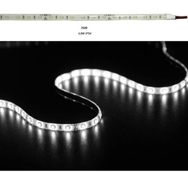 ΤΑΙΝΙΑ LED 5m 12VDC 4.8W/m 3528 60LED/m ΨΥΧΡΟ 6500K IP54