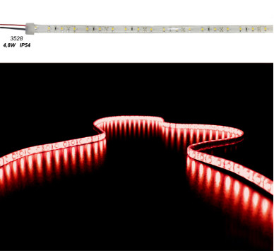 ΤΑΙΝΙΑ LED 5m 12VDC 4.8W/m 3528 60LED/m ΚΟΚΚΙΝΟ IP54