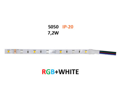 ΤΑΙΝΙΑ LED 5m 12VDC 7.2W/m 5050 36LED/m RGB&ΛΕΥK 4000K IP20