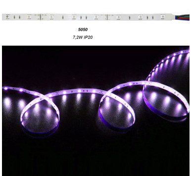 ΤΑΙΝΙΑ LED 5m 12VDC 7.2W/m 5050 30LED/m RGB IP20