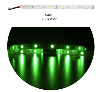 ΤΑΙΝΙΑ LED 5m 12VDC 7.2W/m 5050 30LED/m ΠΡΑΣΙΝΟ IP20 ECO