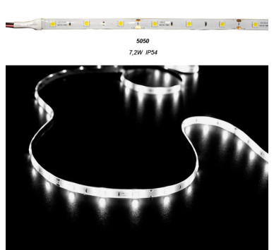 ΤΑΙΝΙΑ SMD 5m 12VDC 7.2W/m 5050 30LED/m ΨΥΧΡΟ 6500K IP54 ECO