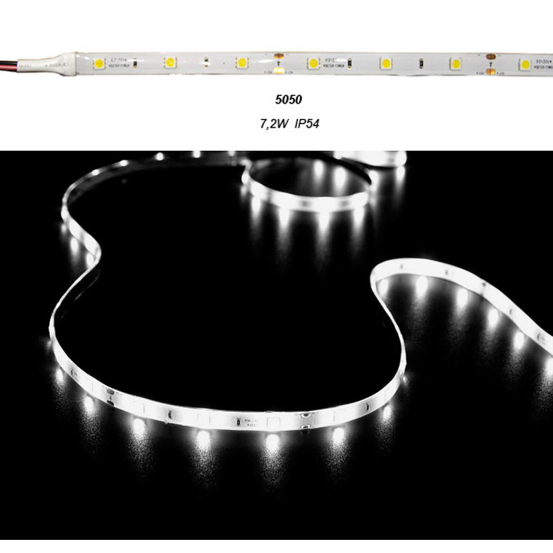 ΤΑΙΝΙΑ SMD 5m 12VDC 7.2W/m 5050 30LED/m ΨΥΧΡΟ 6500K IP54 ECO