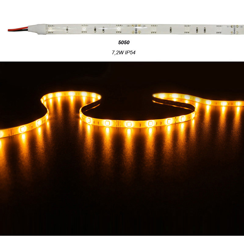 ΤΑΙΝΙΑ LED 5m 12VDC 7.2W/m 5050 30LED/m ΠΟΡΤΟΚΑΛΙ IP54 ECO
