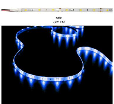 ΤΑΙΝΙΑ LED 5m 12VDC 7.2W/m 5050 30LED/m ΜΠΛΕ IP54 ECO