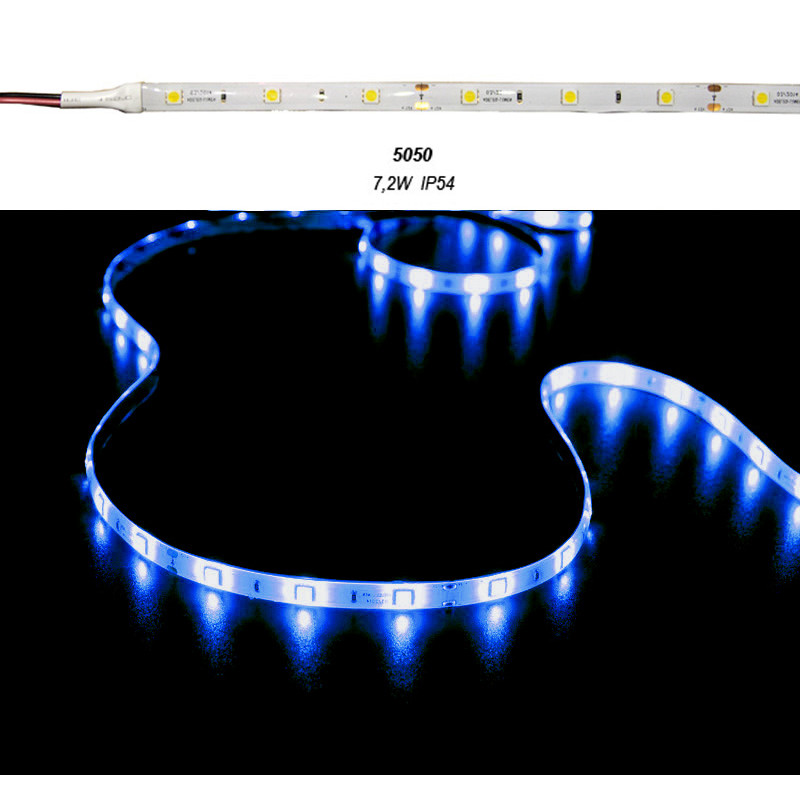 ΤΑΙΝΙΑ LED 5m 12VDC 7.2W/m 5050 30LED/m ΜΠΛΕ IP54 ECO