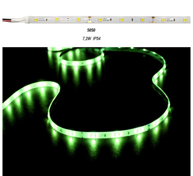 ΤΑΙΝΙΑ LED 5m 12VDC 7.2W/m 5050 30LED/m ΠΡΑΣΙΝΟ IP54 ECO