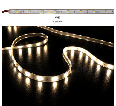 ΤΑΙΝΙΑ LED 5m 12VDC 7.2W/m 5050 30LED/m ΘΕΡΜΟ 3000K IP67 ECO