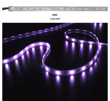 ΤΑΙΝΙΑ LED 5m 12VDC 7.2W/m 5050 30LED/m RGB IP67