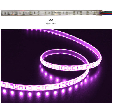 ΤΑΙΝΙΑ LED 5m 24VDC 14.4W/m 5050 60LED/m RGB IP67