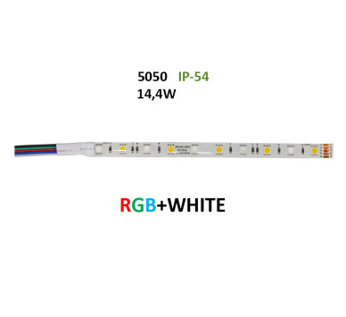 ΤΑΙΝΙΑ LED 5m 24VDC 14.4W/m 5050 60LED RGB&ΛΕΥΚΟ 4000K IP54