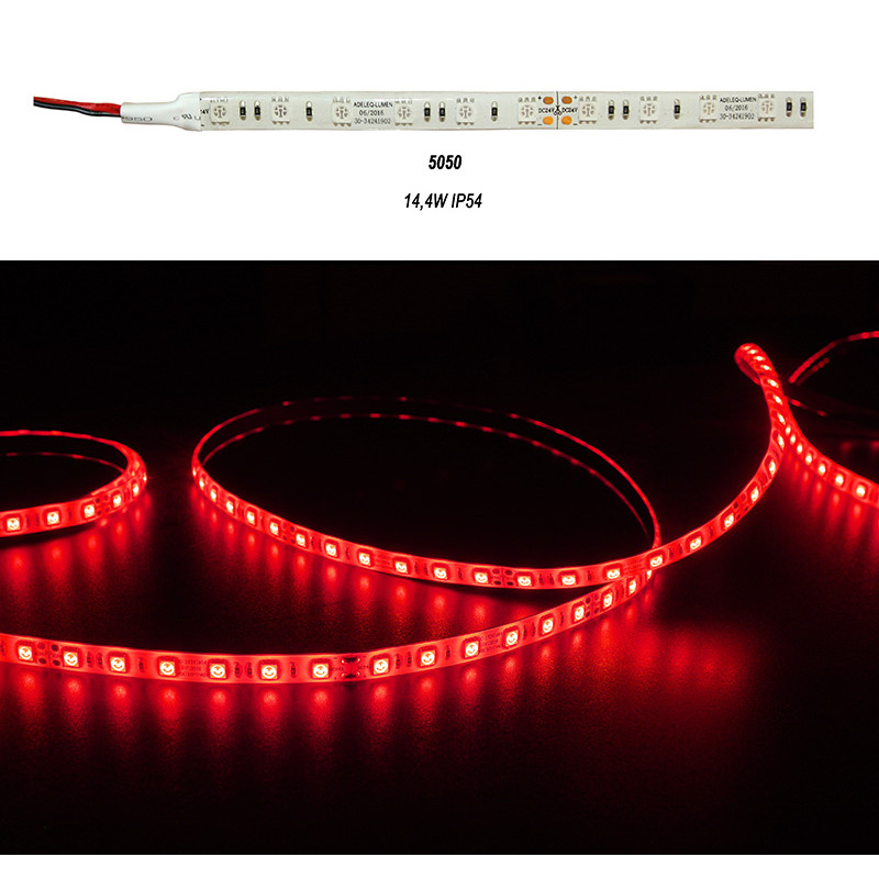 ΤΑΙΝΙΑ LED 5m 24VDC 14.4W/m 5050 60LED ΚΟΚΚΙΝΟ IP54 ECO