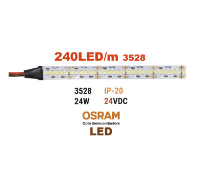 ΤΑΙΝΙΑ LED 5m 24VDC 24W/m 2835 240LED/m 4000K IP20(OSRAM LED)