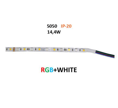 ΤΑΙΝΙΑ LED 5m 24VDC 14.4W/m 5050 60LED/m RGB+ΛΕΥK 4000K IP20
