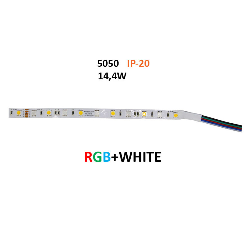 ΤΑΙΝΙΑ LED 5m 24VDC 14.4W/m 5050 60LED/m RGB+ΛΕΥK 4000K IP20