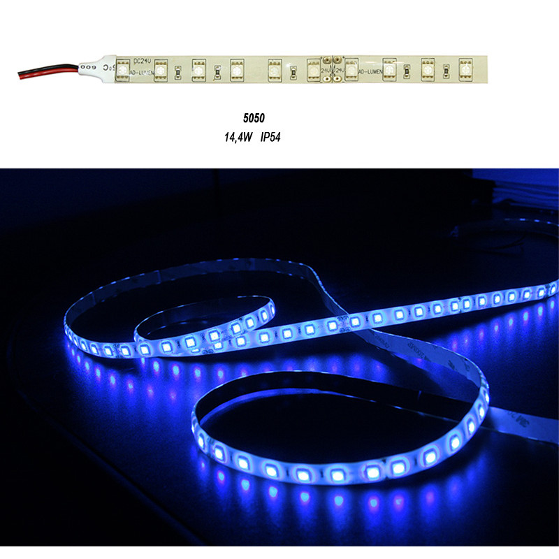 ΤΑΙΝΙΑ LED 5m 24VDC 14.4W/m 5050 60LED ΜΠΛΕ IP54 ECO
