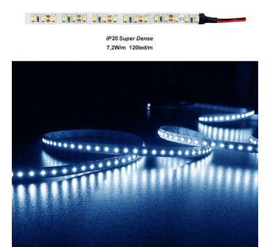 ΤΑΙΝΙΑ LED 5m 12VDC 7.2W/m 2835 120LED/m ΜΠΛΕ IP20