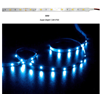 ΤΑΙΝΙΑ LED SUPERBRIGHT 5m 12VDC 7.2W/m 30LED/m ΜΠΛΕ IP20