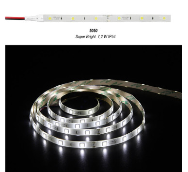 ΤΑΙΝIA LED SUPERBRIGHT 5m 12VDC 7.2W/m 30LED/m 6500K IP54