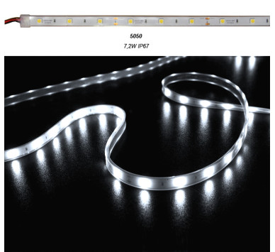 ΤΑΙΝΙΑ LED 5m 12VDC 7.2W/m 5050 30LED/m 6500Κ ΨΥΧΡΟ IP67 ECO