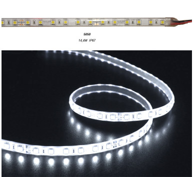 ΤΑΙΝΙΑ LED 5m 24VDC 14.4W/m 5050 60LED/m 6500Κ ΨΥΧΡΟ IP67