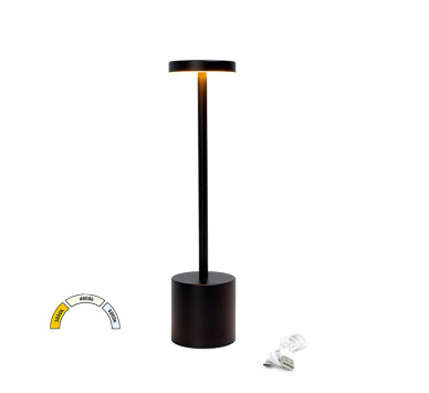 LED ΠΟΡΤΑΤΙΦ ΕΠΑΝΑΦΟΡΤΙΖΟΜΕΝΟ 3W CCT DIMMABLE ΜΑΥΡΟ