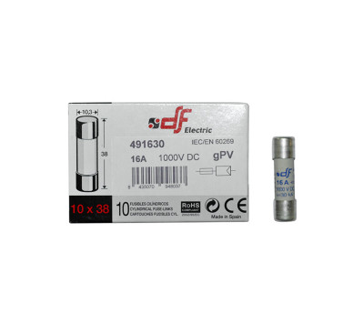 ΦΥΣΙΓΓΙΑ ΚΥΛΙΝΔΡΙΚΑ 10x38mm 16Α 1000VDC gR DF
