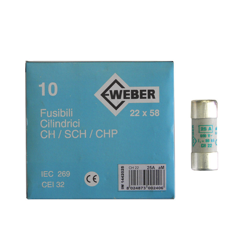 ΦΥΣΙΓΓΙΑ ΚΥΛΙΝΔΡΙΚΑ 22x58mm 25Α aM Weber