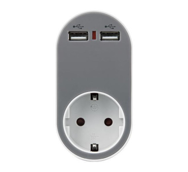 ΑΝΤΑΠΤΟΡΑΣ ΣΟΥΚΟ ΜΕ 2 USB ΓΚΡΙ ΜΕ ΠΡΟΣΤΑΣΙΑ ΕΠΑΦΩΝ