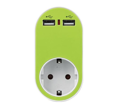 ΑΝΤΑΠΤΟΡΑΣ ΣΟΥΚΟ ΜΕ 2 USB ΠΡΑΣΙΝΟ ΜΕ ΠΡΟΣΤΑΣΙΑ ΕΠΑΦΩΝ