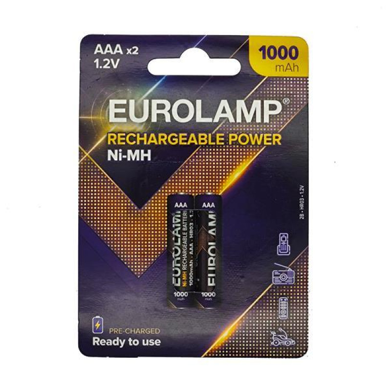 ΕΠΑΝΑΦΟΡΤΙΖΟΜΕΝΗ ΜΠΑΤΑΡΙΑ Ni-MH AAA (HR030) 1000mAh 2τμχ 1.2V