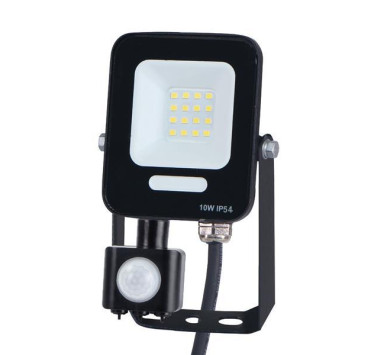 ΠΡΟΒΟΛΕΑΣ LED 10W SMD ΜΕ ΠΕΡΙΣΤΡΕΦΟΜΕΝΟ ΑΝΙΧΝΕΥΤΗ ΚΙΝΗΣΗΣ ΜΑΥΡΟΣ IP54 6500K PLUS