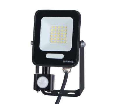 ΠΡΟΒΟΛΕΑΣ LED 20W SMD ΜΕ ΠΕΡΙΣΤΡΕΦΟΜΕΝΟ ΑΝΙΧΝΕΥΤΗ ΚΙΝΗΣΗΣ ΜΑΥΡΟΣ IP54 4000K PLUS