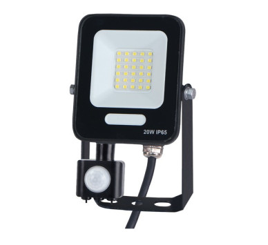 ΠΡΟΒΟΛΕΑΣ LED 20W SMD ΜΕ ΠΕΡΙΣΤΡΕΦΟΜΕΝΟ ΑΝΙΧΝΕΥΤΗ ΚΙΝΗΣΗΣ ΜΑΥΡΟΣ IP54 3000K PLUS