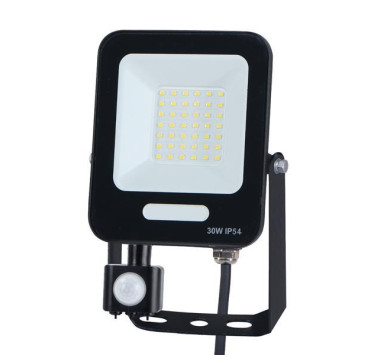ΠΡΟΒΟΛΕΑΣ LED 30W SMD ΜΕ ΠΕΡΙΣΤΡΕΦΟΜΕΝΟ ΑΝΙΧΝΕΥΤΗ ΚΙΝΗΣΗΣ ΜΑΥΡΟΣ IP54 6500K PLUS