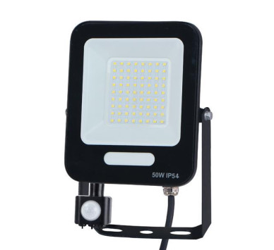 ΠΡΟΒΟΛΕΑΣ LED 50W SMD ΜΕ ΠΕΡΙΣΤΡΕΦΟΜΕΝΟ ΑΝΙΧΝΕΥΤΗ ΚΙΝΗΣΗΣ ΜΑΥΡΟΣ IP54 4000K PLUS