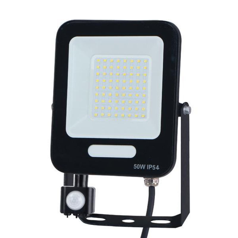 ΠΡΟΒΟΛΕΑΣ LED 50W SMD ΜΕ ΠΕΡΙΣΤΡΕΦΟΜΕΝΟ ΑΝΙΧΝΕΥΤΗ ΚΙΝΗΣΗΣ ΜΑΥΡΟΣ IP54 4000K PLUS