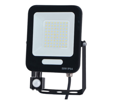 ΠΡΟΒΟΛΕΑΣ LED 50W SMD ΜΕ ΠΕΡΙΣΤΡΕΦΟΜΕΝΟ ΑΝΙΧΝΕΥΤΗ ΚΙΝΗΣΗΣ ΜΑΥΡΟΣ IP54 3000K PLUS
