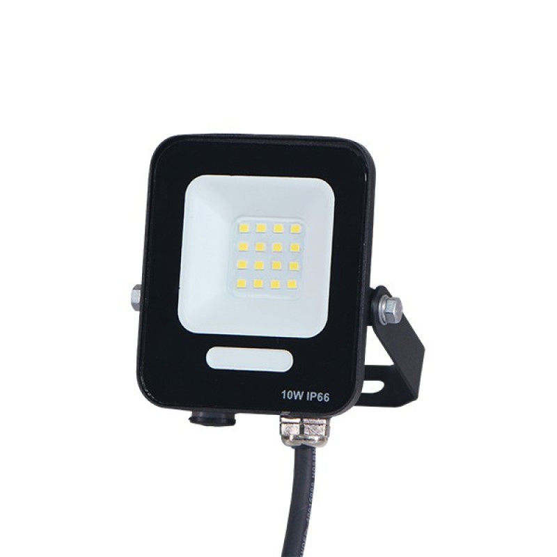 ΠΡΟΒΟΛΕΑΣ LED 10W SMD ΜΑΥΡΟΣ IP66 4000K PLUS  60cm ΚΑΛΩΔΙΟ