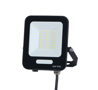 ΠΡΟΒΟΛΕΑΣ LED 30W SMD ΜΑΥΡΟΣ IP66 3000K PLUS 60cm ΚΑΛΩΔΙΟ