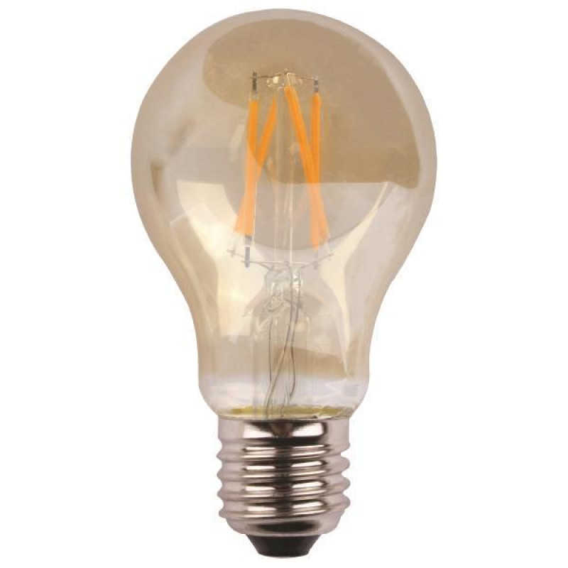 ΛΑΜΠΑ ΚΟΙΝΗ LED CROSSED FILAMENT 7W 806lm E27 2400K 220-240V GOLD GLASS DIMMABLE