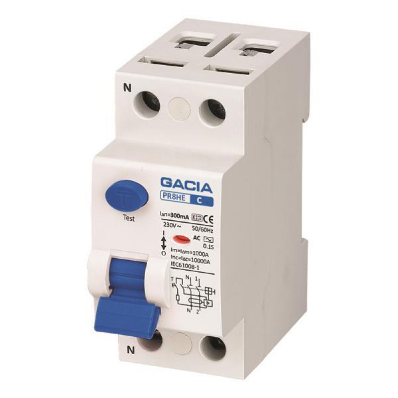 ΡΕΛΕ ΔΙΑΡΡΟΗΣ 2Χ63Α 10KA 300mA TYPE AC+S GACIA