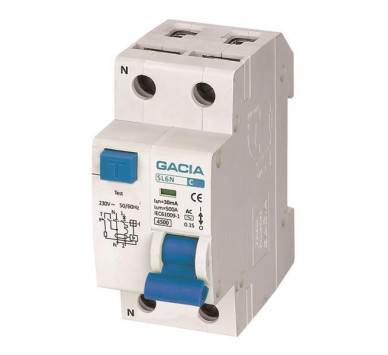ΡΕΛΕ RCBO ΔΙΠΟΛΙΚΟ 16A 4,5KA 30mA 1P+N GACIA TYPE AC