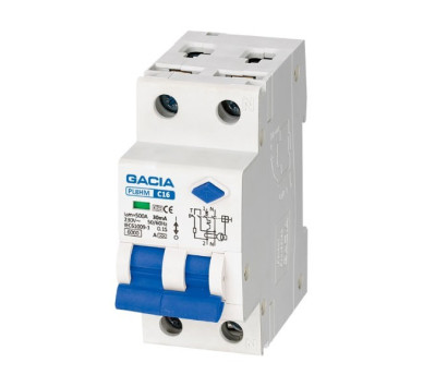 ΡΕΛΕ RCBO ΔΙΠΟΛΙΚΟ 40A 6kA 100mA 1P+N GACIA TYPE A