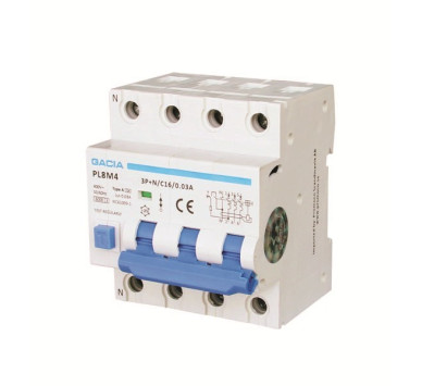 ΡΕΛΕ RCBO ΤΕΤΡΑΠΟΛΙΚΟ 40A 6kA 100mA 3P+N GACIA TYPE A