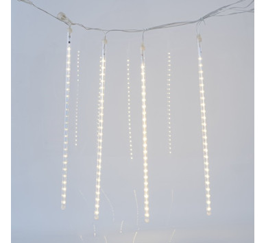 SNOWDROP, 240 LED, 5V ΜΕΤΑΣΧΗΜΑΤΙΣΤΗ, 4 ΕΠΕΚΤΑΣΕΙΣ ΕΩΣ 3 ΣΕΤ, 5 ΣΩΛΗΝΕΣ 50cm ΜΕ ΘΕΡΜΟ ΛΕΥΚΟ LED (H50 x L400cm), ΠΡΟΕΚΤΑΣΗ ΠΑΡΟΧΗΣ 5m, IP44