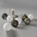 ΣΕΙΡΑ, 10 LED 5mm, ΛΕΥΚΕΣ, ΓΚΡΙ & ΜΑΥΡΕΣ ΥΦΑΣΜΑΤΙΝΕΣ ΜΠΑΛΕΣ 6cm, ΜΠΑΤΑΡΙΑΣ 2xAA, ΧΡΟΝΟΔΙΑΚΟΠΤΗ, ΔΙΑΦΑΝΟ PVC ΚΑΛΩΔΙΟ, 10 ΘΕΡΜΑ ΛΕΥΚΑ LED ΑΝΑ 10cm, ΠΡΟΕΚΤΑΣΗ ΠΑΡΟΧΗΣ 30cm, IP20
